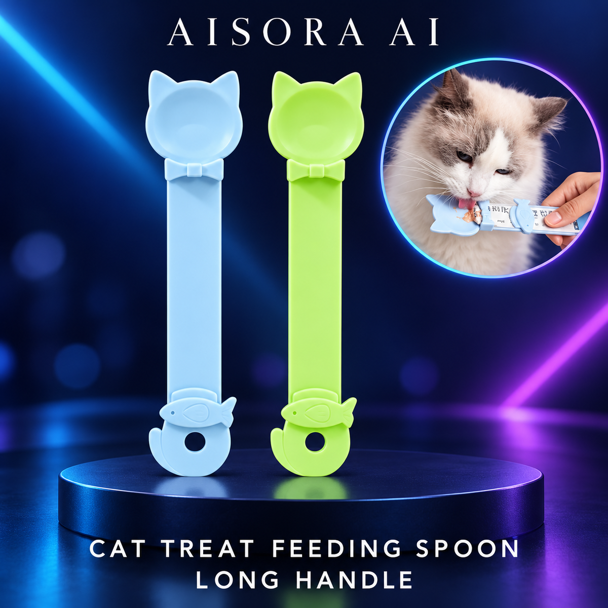 Cat Strip Feeder Spoon Long Handle